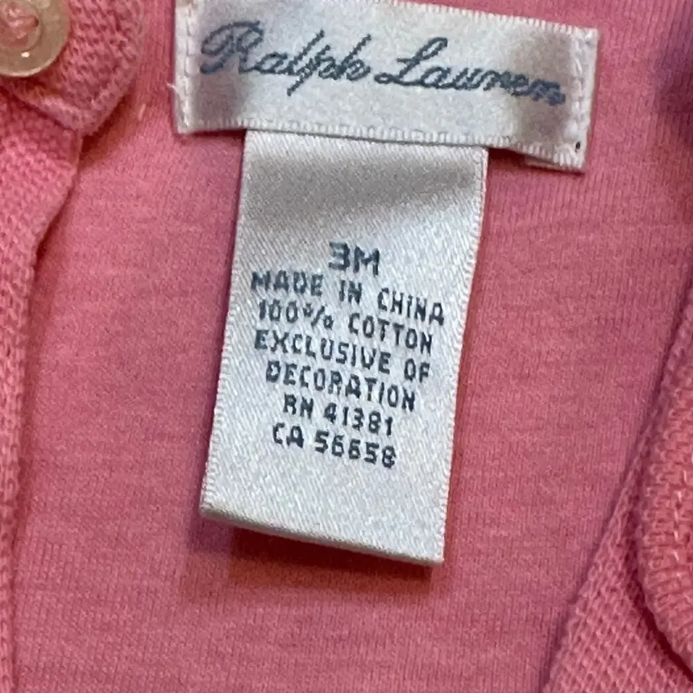Ralph Lauren Baby Girl Pink Rompers sz 3 m